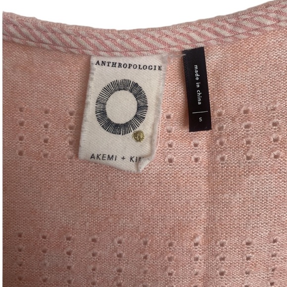 Anthropologie Akemi + Kin Sylvie Pointelle Tunic Top  Roll Tab Sleeve - Picture 8 of 9